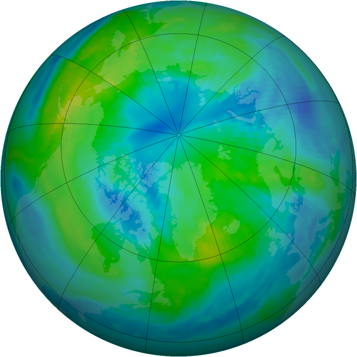 Arctic ozone map for 10 October 1999